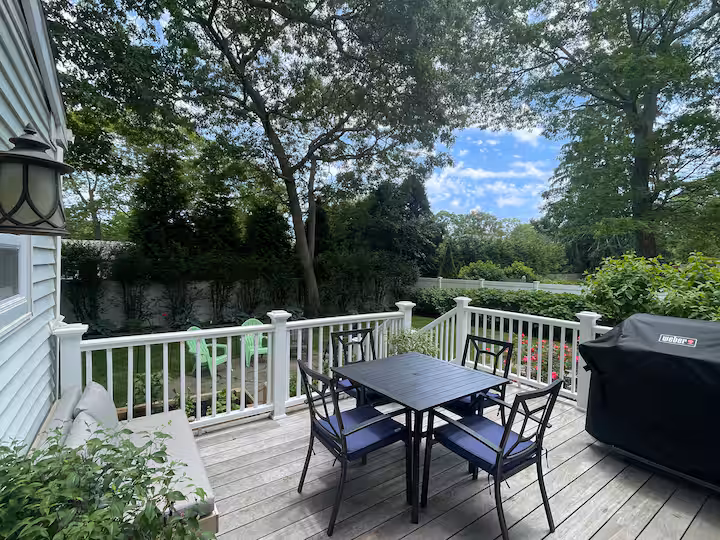 Outdoor deck and backyard